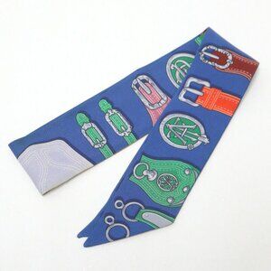 Hermes Twill Scarf Harnais Des Presidentsh Presidential Harness Silk :blue
